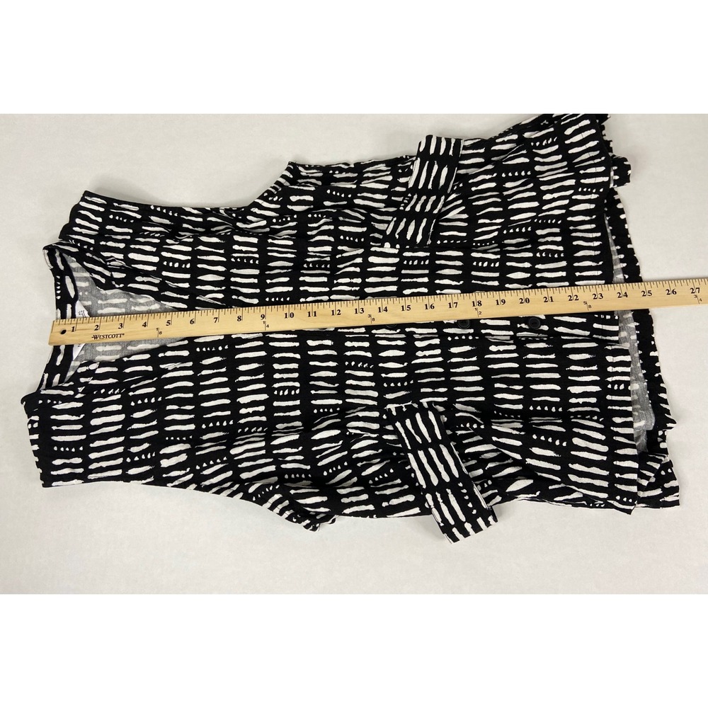 Nine West Womens XL Black White Abstract Dash Print Sleeveless Button Front Top - Picture 7 of 9